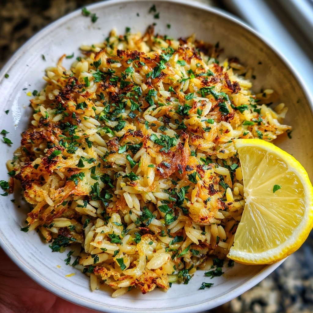 Gegrillter Blumenkohl Orzo mit Zitrone