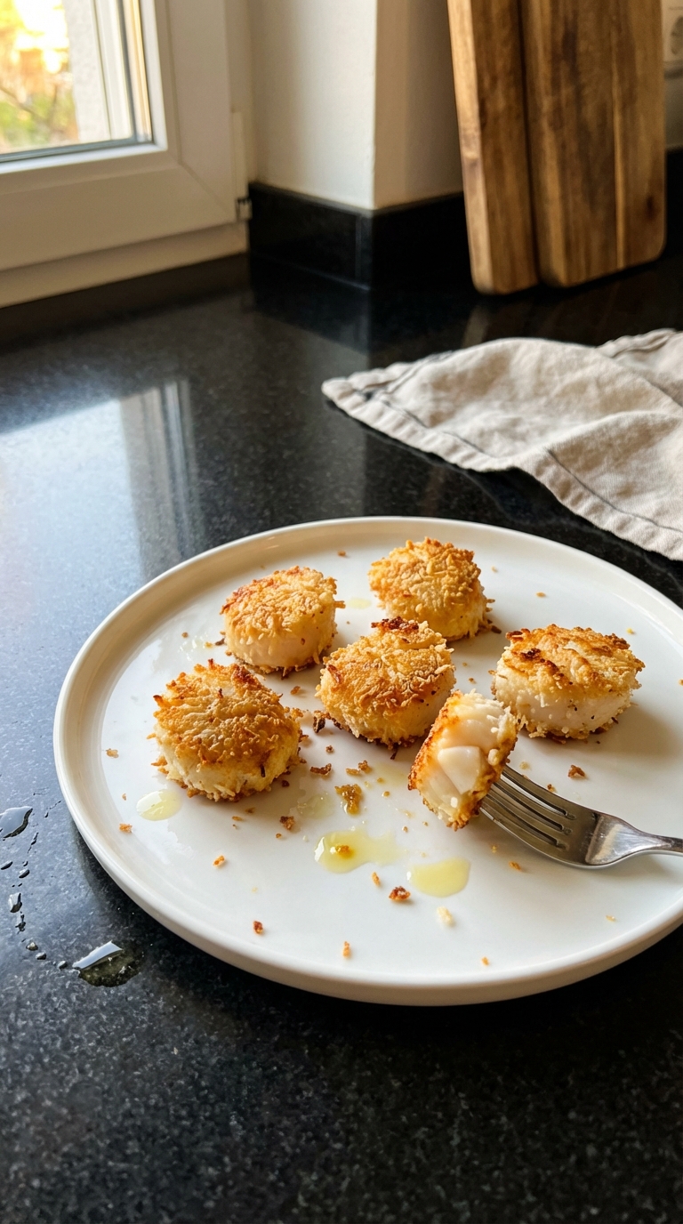 Kokos Panierte Pfannen Jakobsmuscheln​