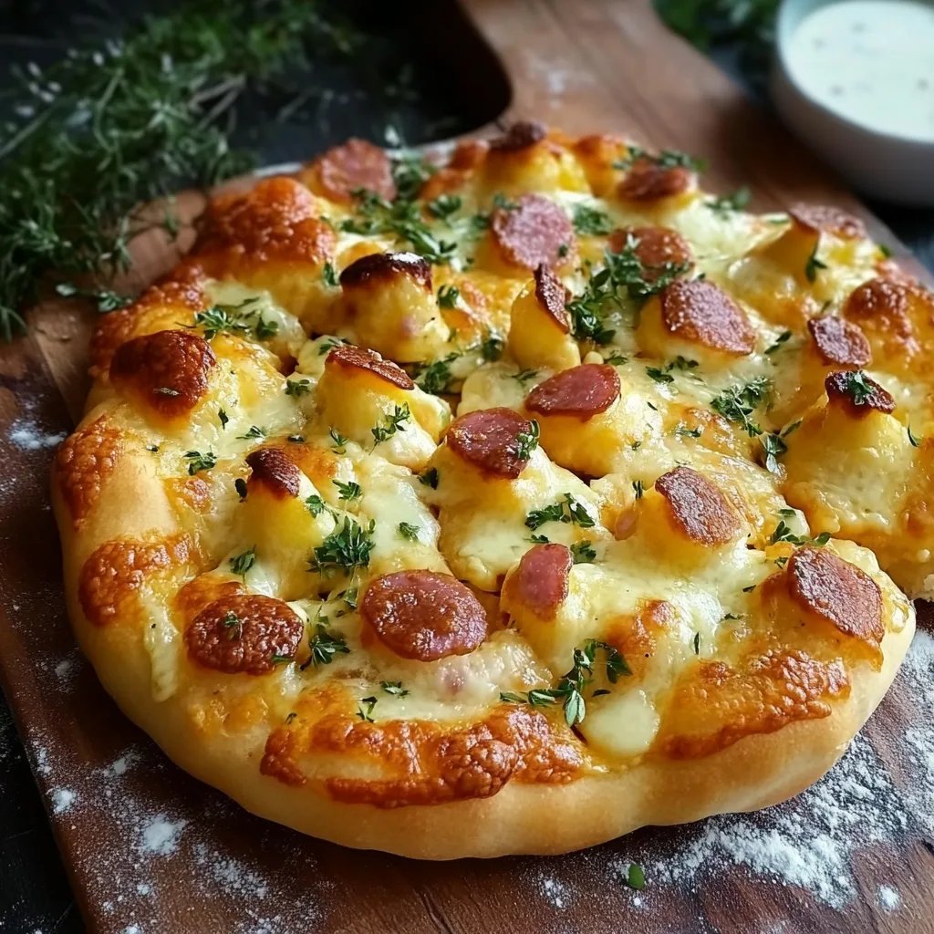 Tannenbaum mit Knoblauch und Mozzarella aus Pizzateig