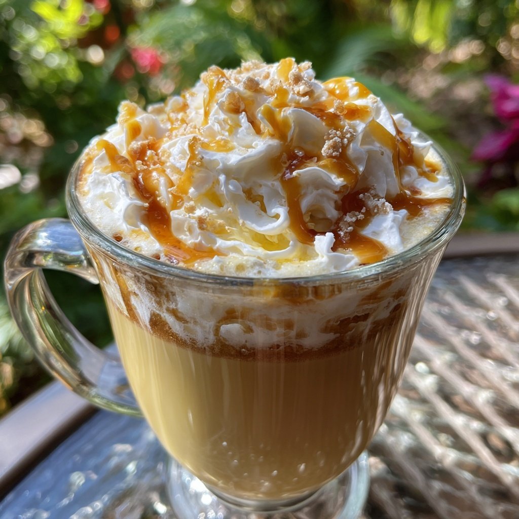 Eierpunsch mit Karamellsirup und Sahne