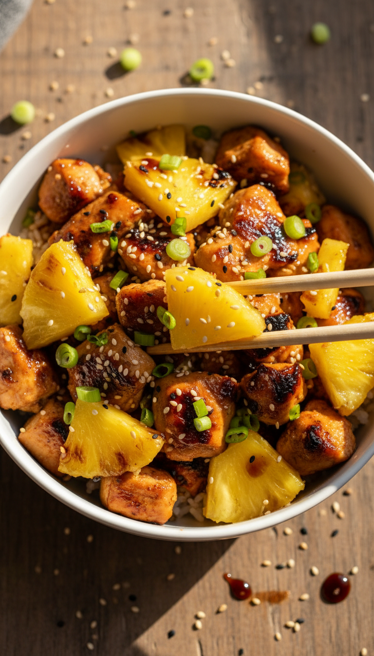 Ananas Hähnchen Teriyaki Bowl