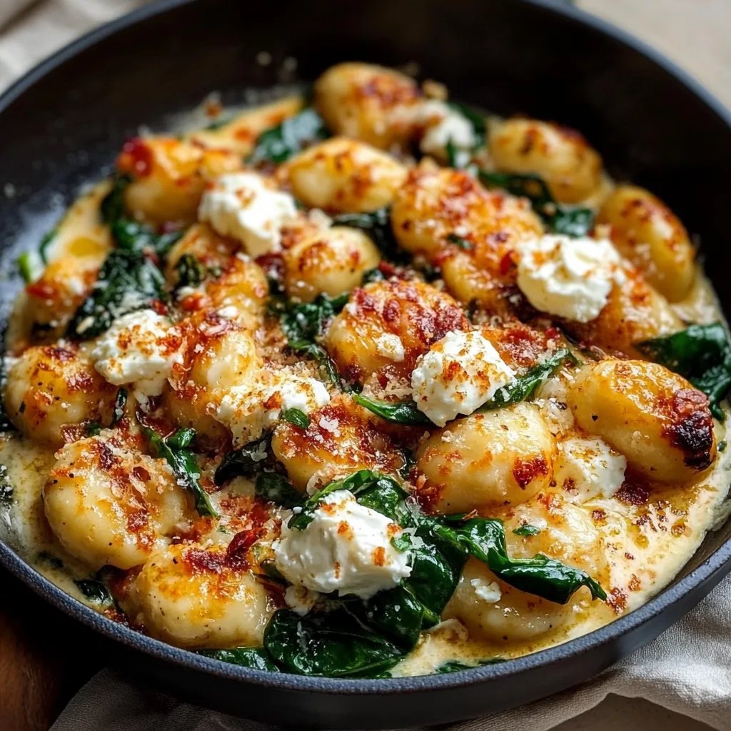 Cremige Gnocchi mit Spinat und Feta