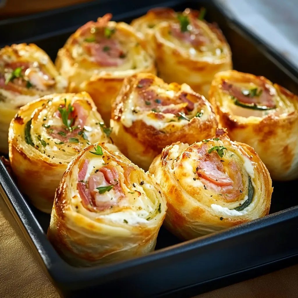 Frühstücksrollen mit Rührei, Käse und Speck