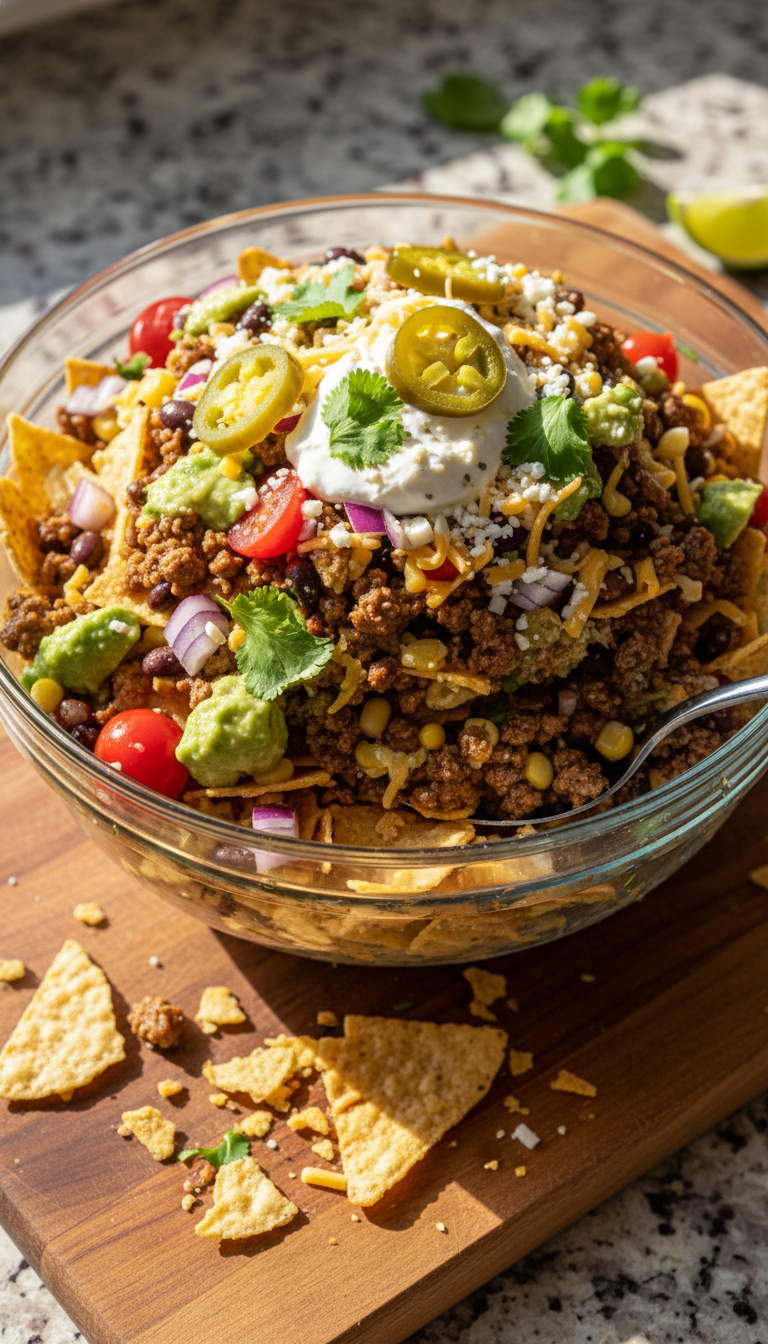 Geschichtete Nacho Salat Bowl​
