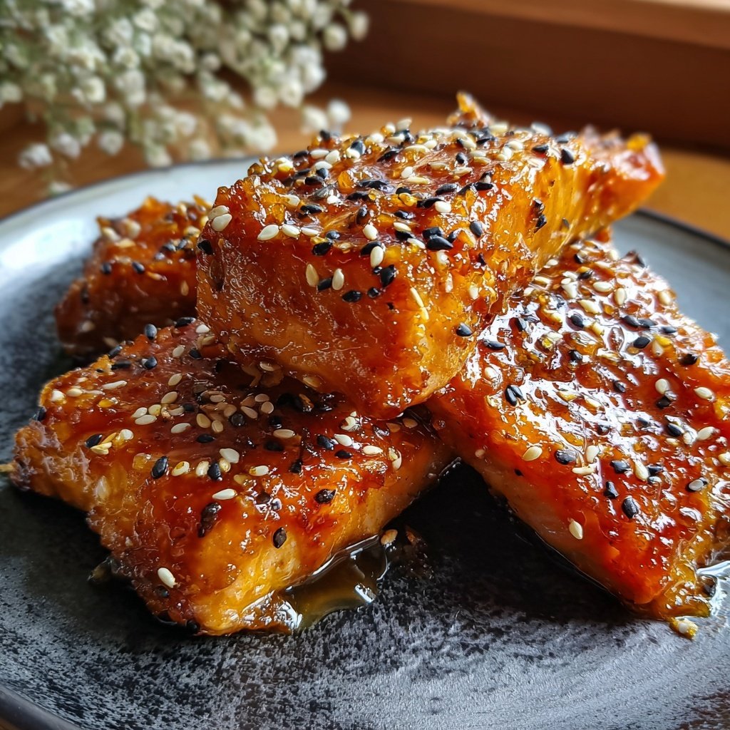 Miso glasierter Lachs mit Sesam