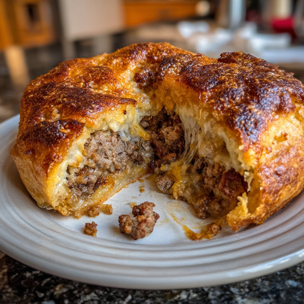 Cheeseburger Kuchen Rinderhackfleisch Kruste
