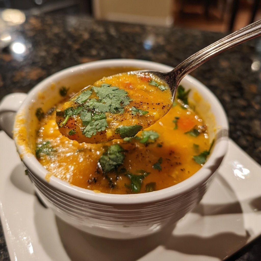 Rote Linsen Suppe mit Koriander