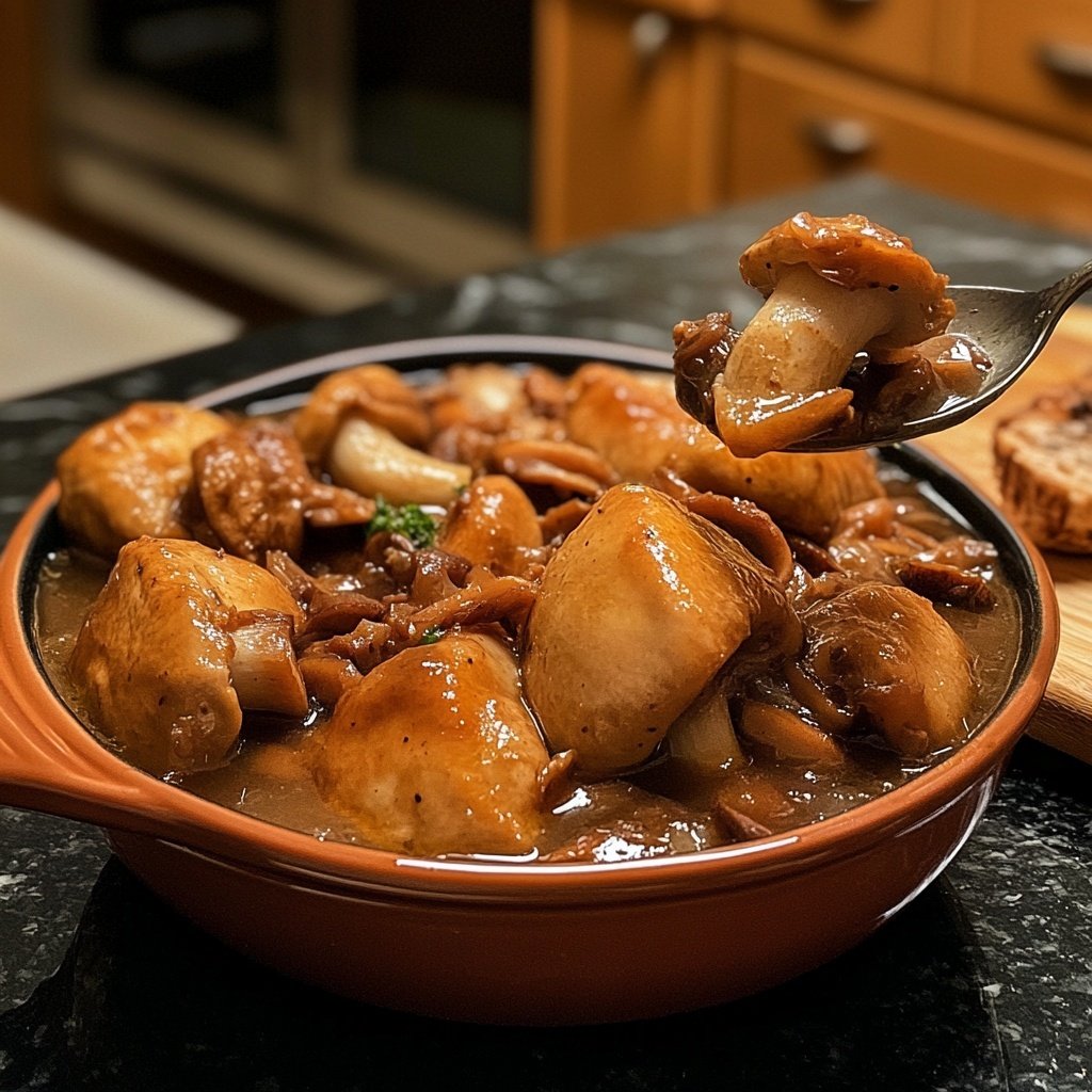 Wildschmortopf mit Pilzen