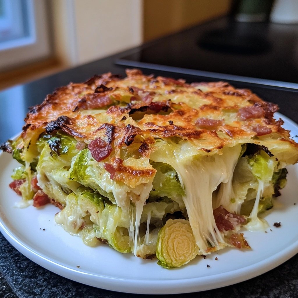 Rosenkohlauflauf mit Speck