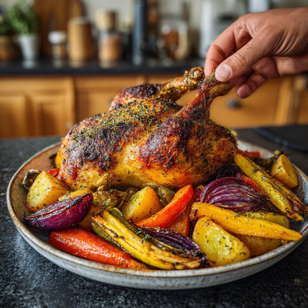 Blech Hähnchen Gebratenes Gemüse