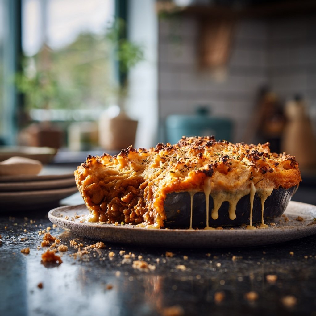 Veganes Shepherd's Pie mit Süßkartoffeln
