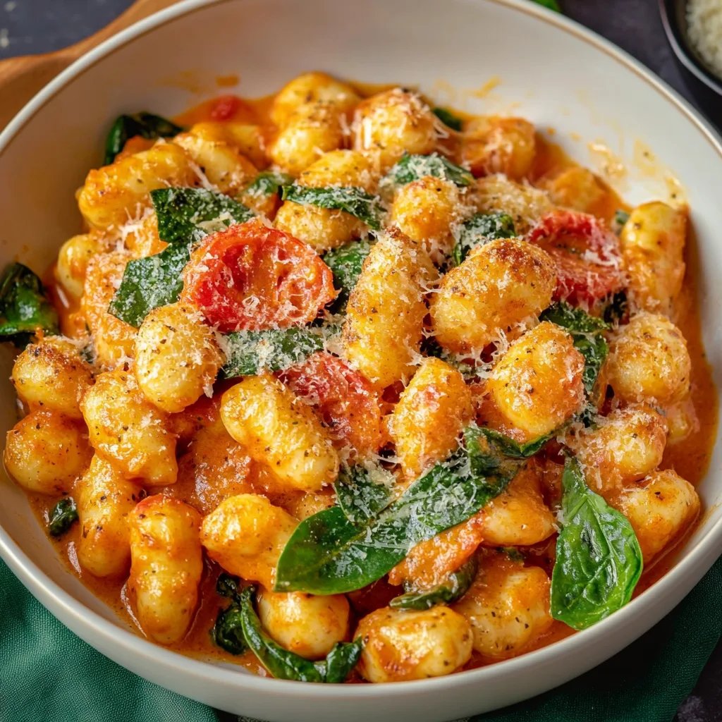 Schnelle Gnocchi-Pfanne mit Tomate & Spinat
