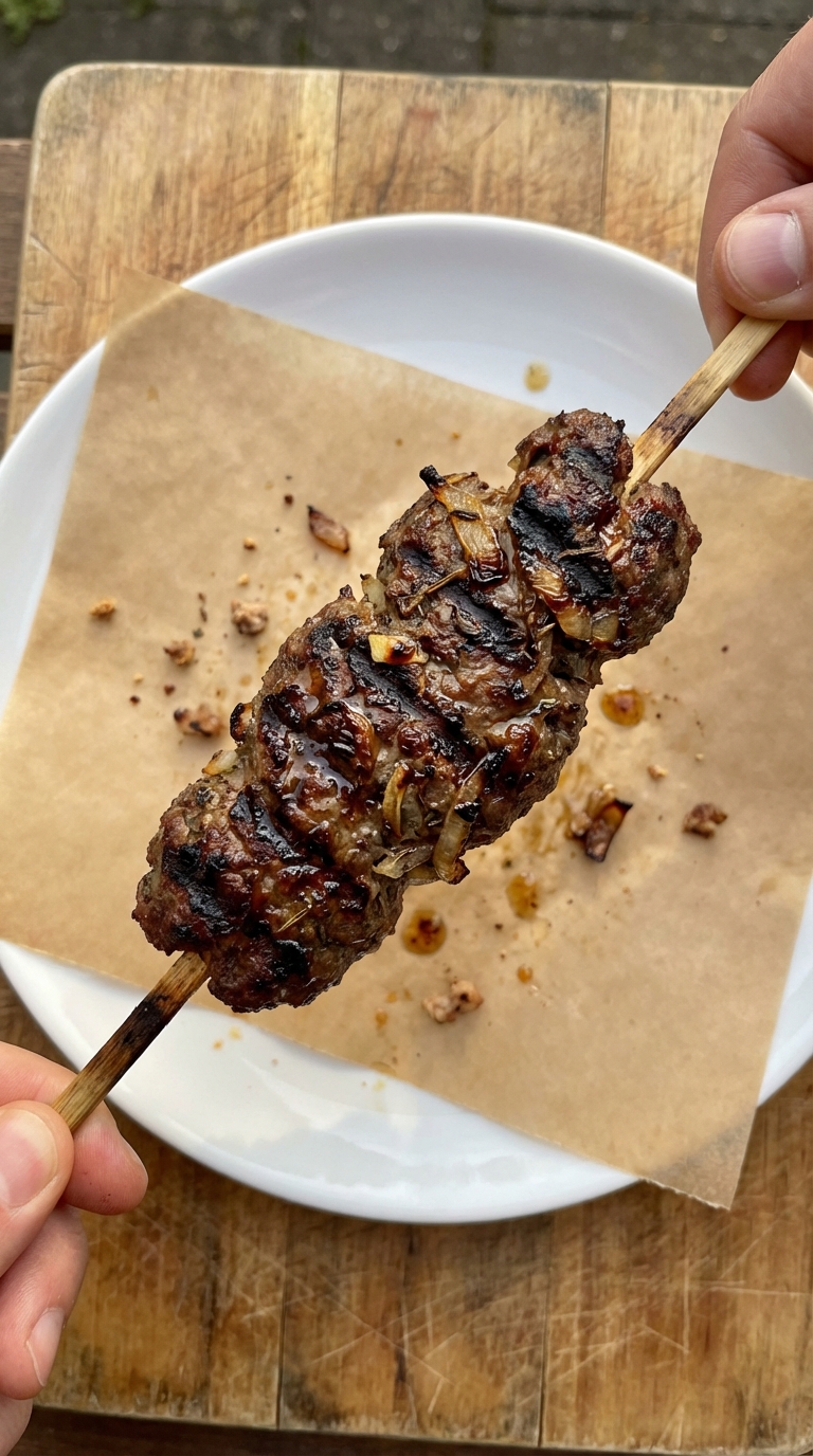 Gegrillter Hackfleisch Spieß