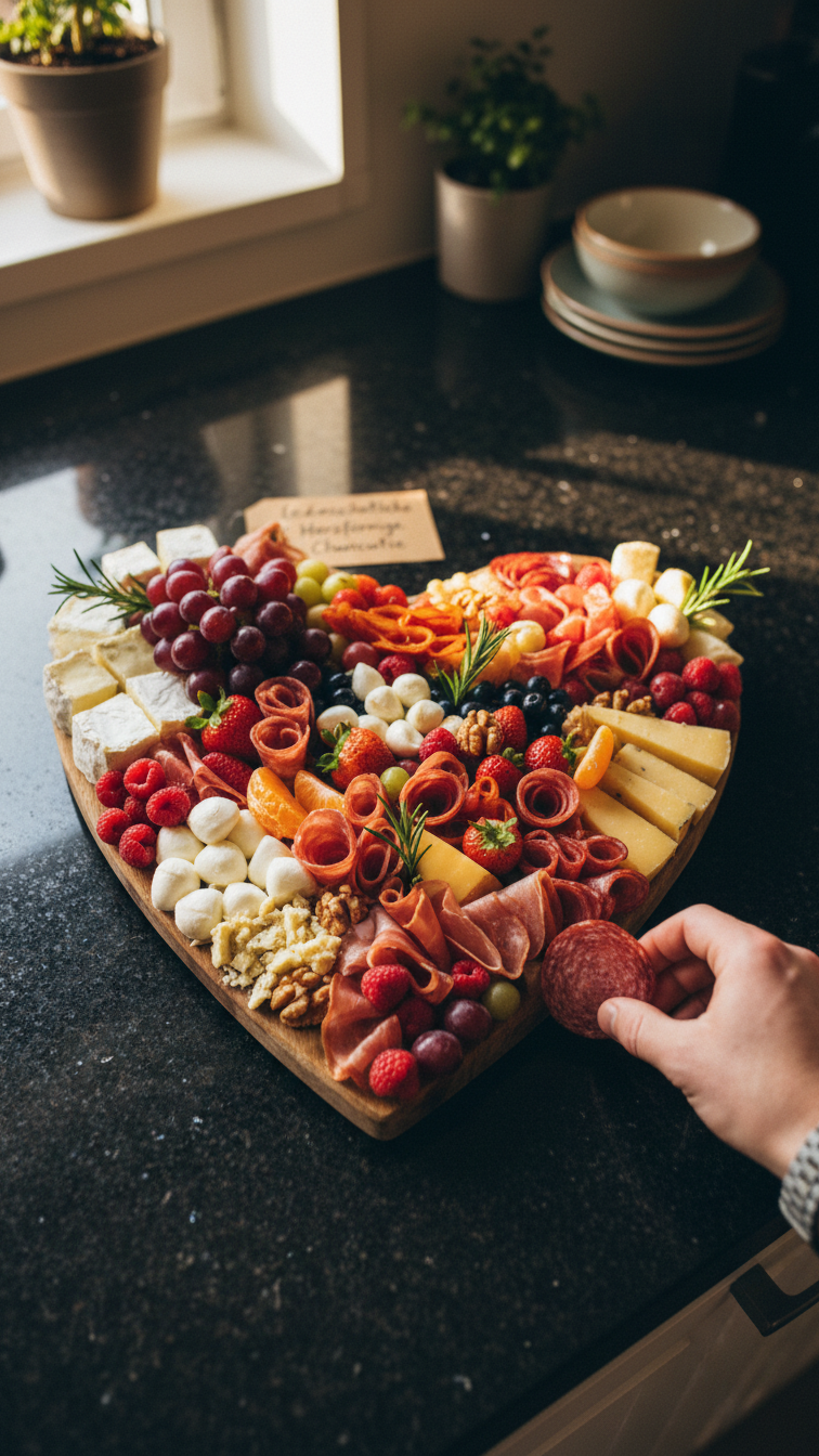 Leidenschaftliche Herzförmige Charcuterie
