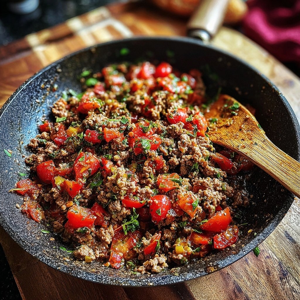 Mediterrane Hackfleisch Pfanne