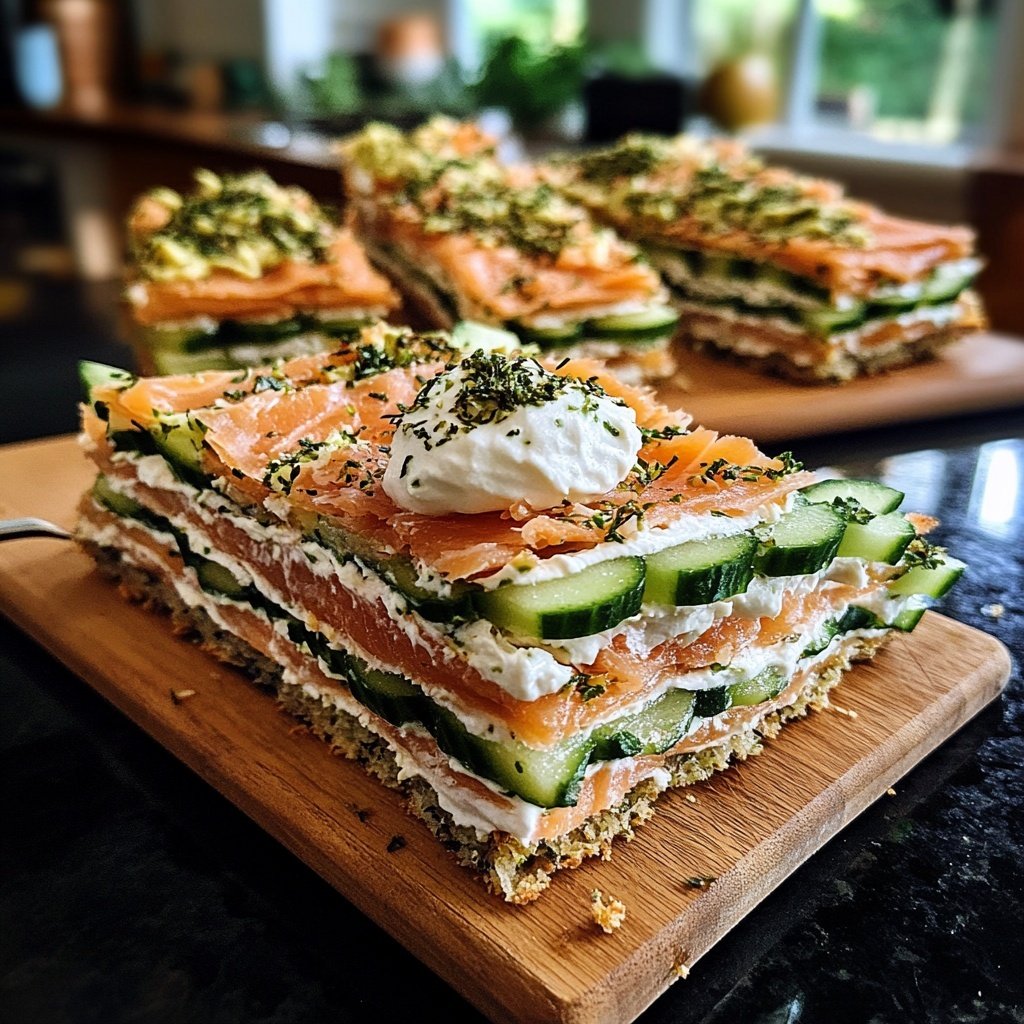 Alles Gurke geräucherter Lachs Häppchen