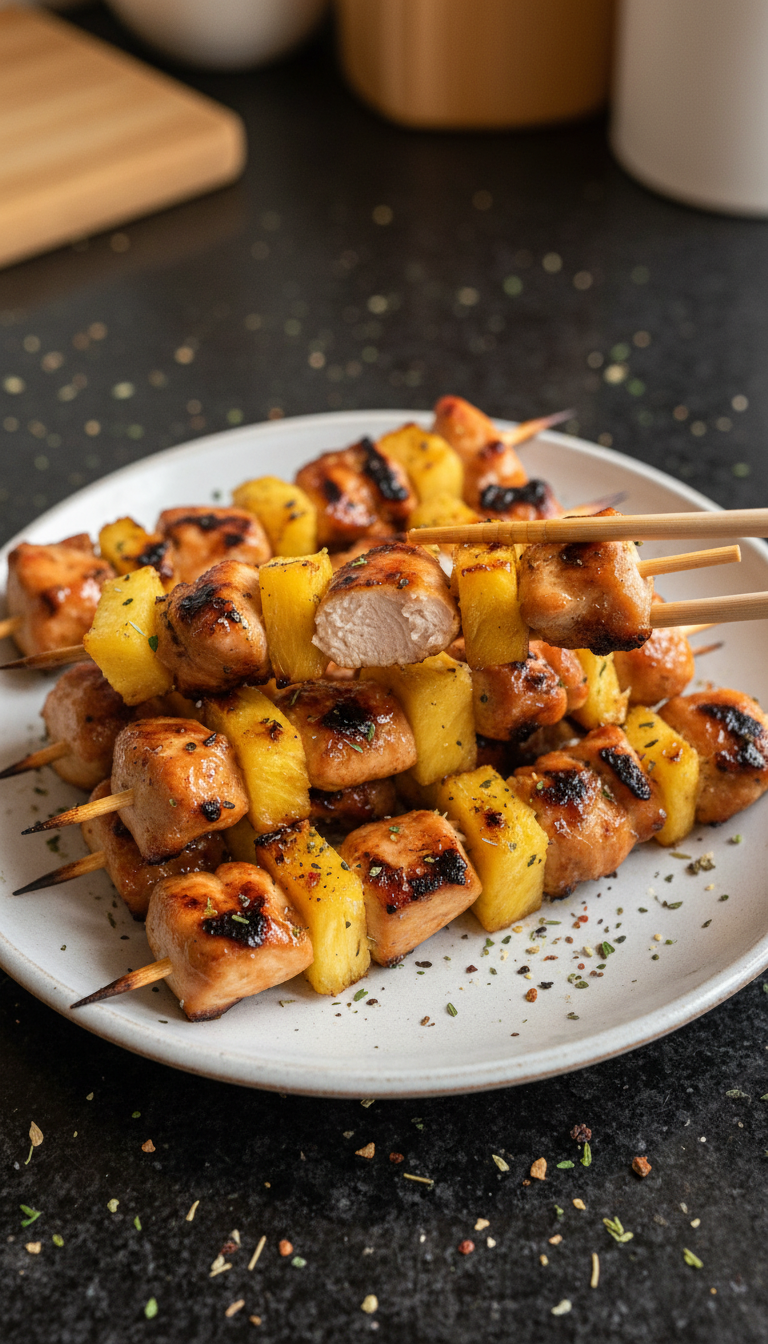 Teriyaki Ananas Hähnchen Spieße