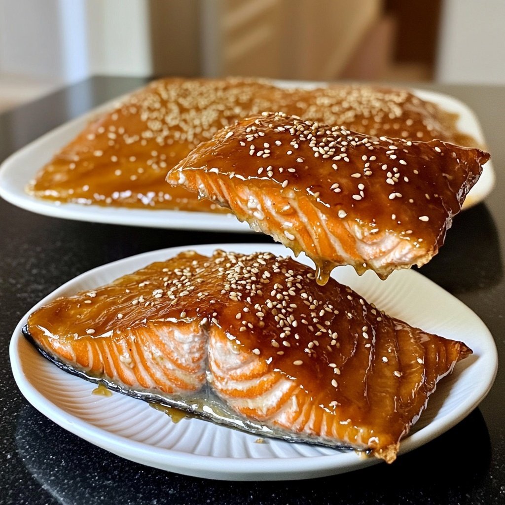 Glasiertes Honig-Senf-Lachsfilet aus dem Ofen