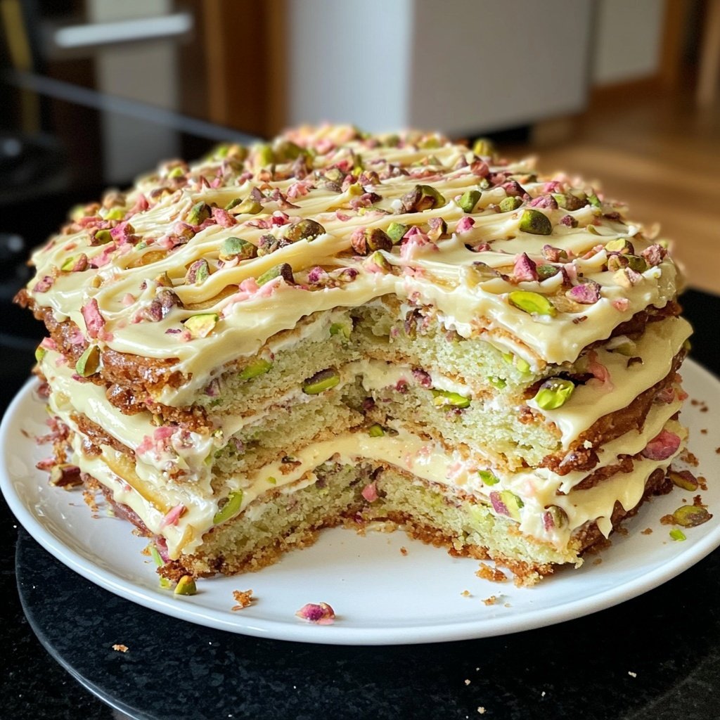 Steinbock Pistazie Rose Kuchen