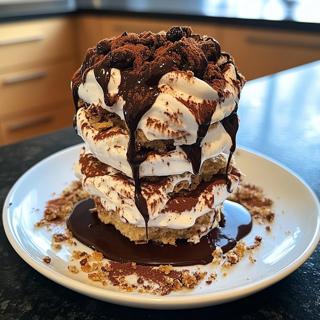 Lebkuchen-Parfait mit Schokoladensauce