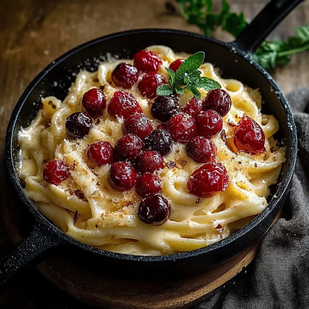 Brie-Pasta mit Preiselbeeren