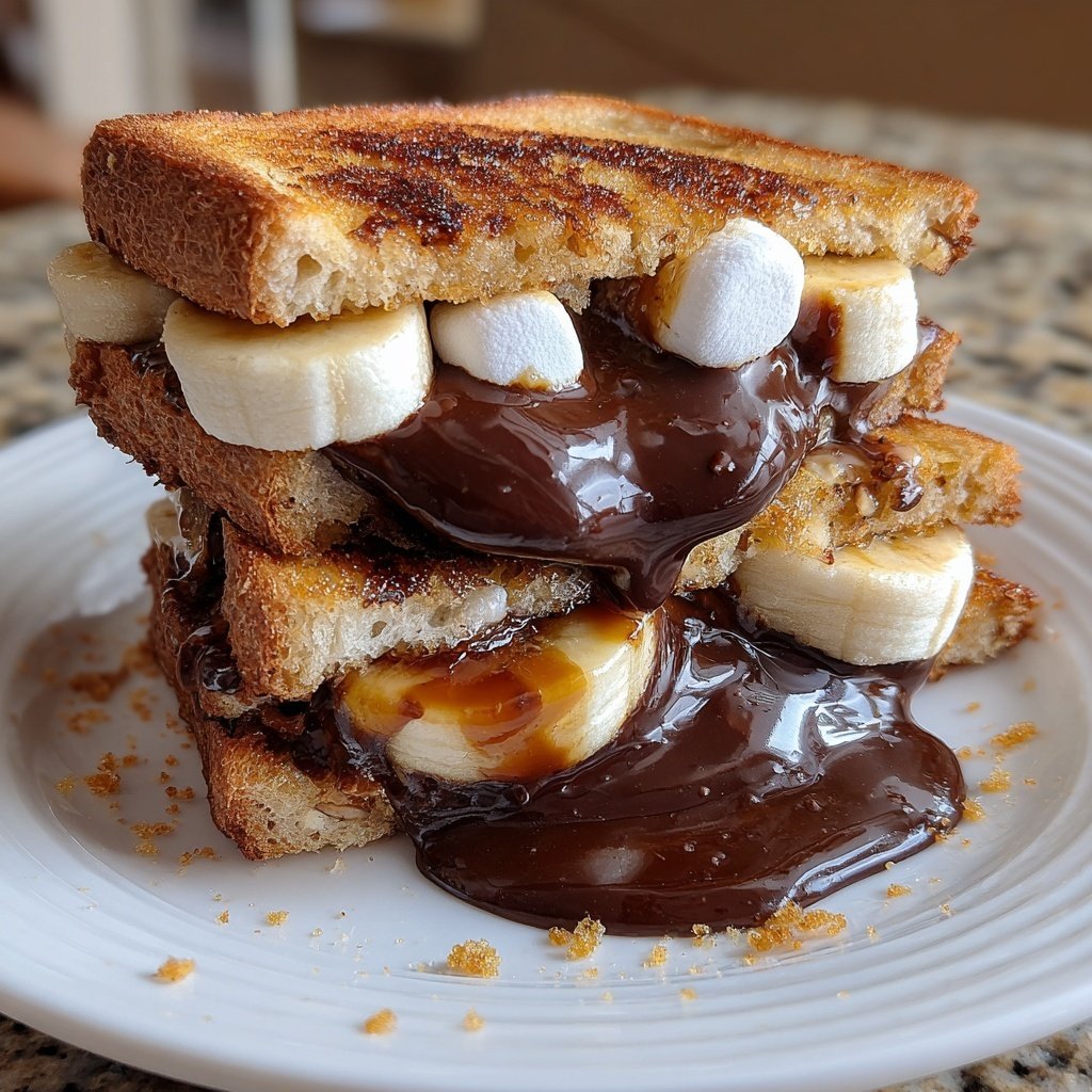 Süßes Dessert-Raclette mit Banane, Schokolade und Marshmallows