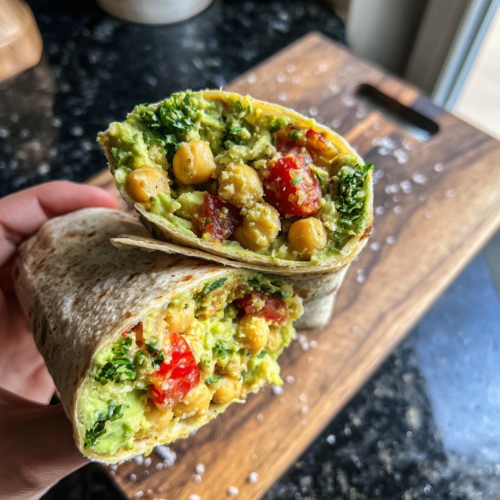 Mediterraner Kichererbsen-Avocado-Wrap