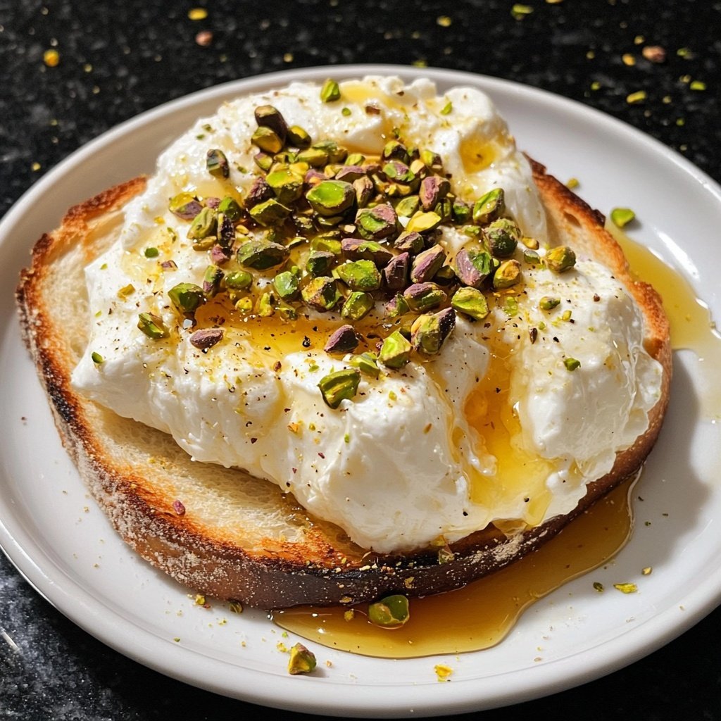 Burrata-Toast mit Pistazien & heißem Honig